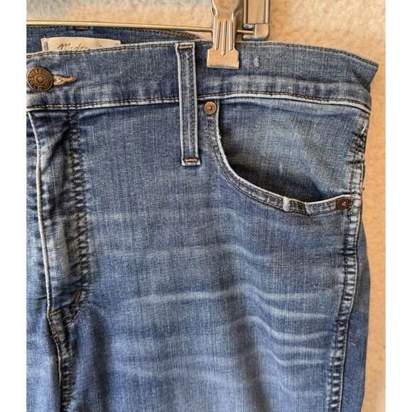 Madewell Jeans Distressed Size 34P 10" High Rise Skinny Blue Raw‎ Hem - Picture 7 of 16